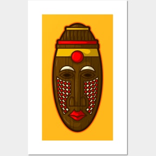 Ancient african aboriginal mask design Posters and Art